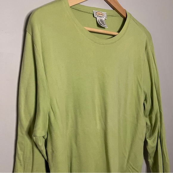 Talbots 1X Citrus Green Long Sleeve Pima Cotton Crew Neck Tee in EUC - Picture 2 of 5